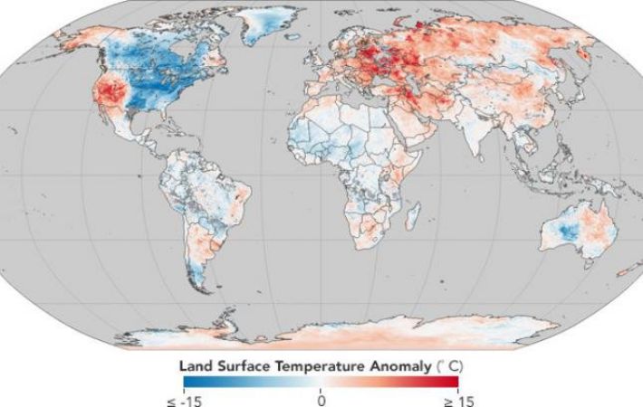 NASA je objavila kartu temperaturnih anomalija